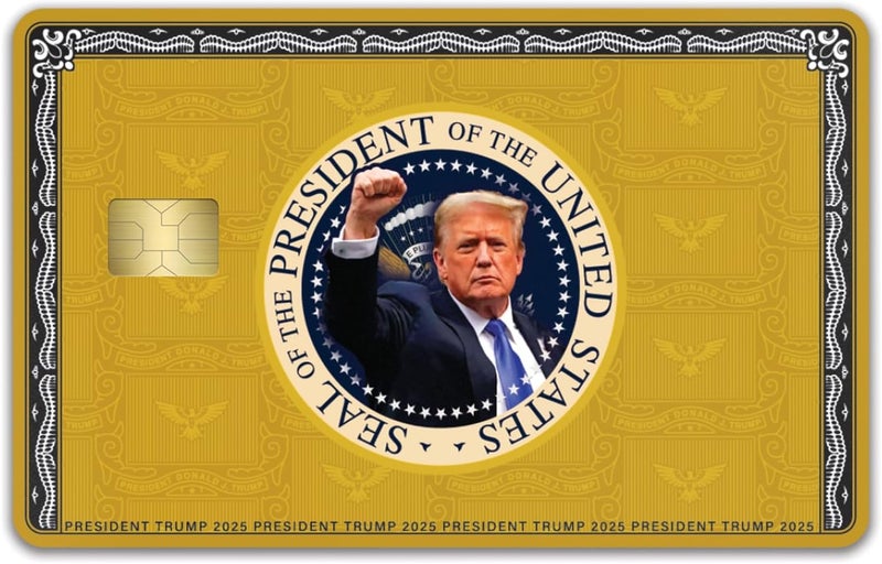 KCD Donald Trump Credit Card Skin Sticker – 3 Pack – Gold, Silver, Black Wrap Cover Decal – Donald J. Trump Face Design – MAGA Wallet Accessory – Trump Supporter Gift - CCS024 (Gold) - Image 1